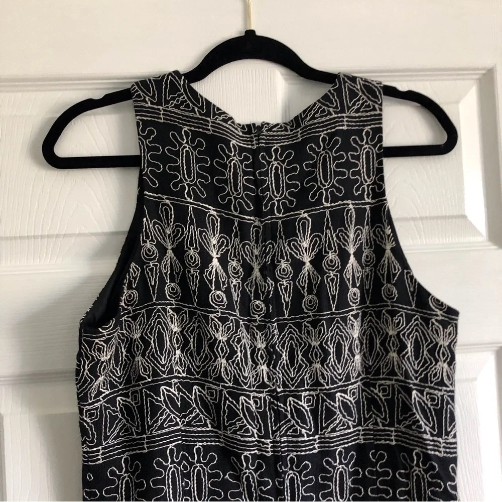 Vintage J.B.S. black and white full embroidered maxi dress in size 12